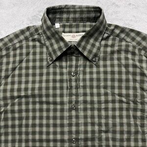Luciano Barbera Dress Shirt Mens 16.5 Green Plaid Cotton Long Sleeve Button Down